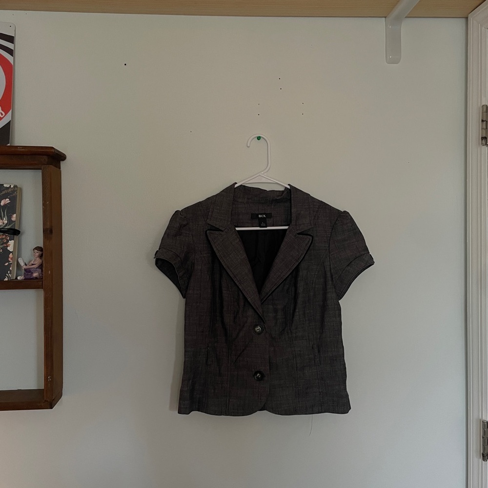 BCX Women's Charcoal Short Sleeve Blazer